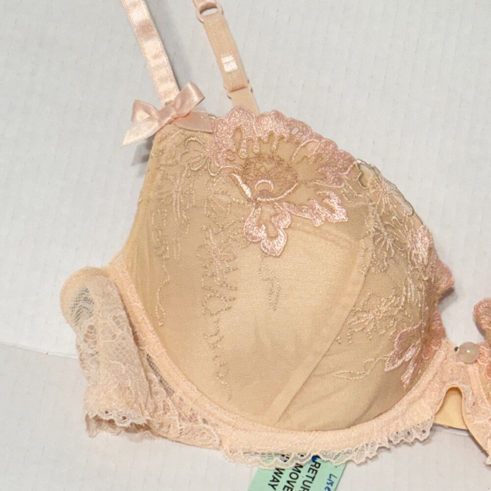 LISE CHARMEL Push Up Bra 38C Nude Pink Underwire Padded AC3503 Lace Embroidered - Picture 2 of 10